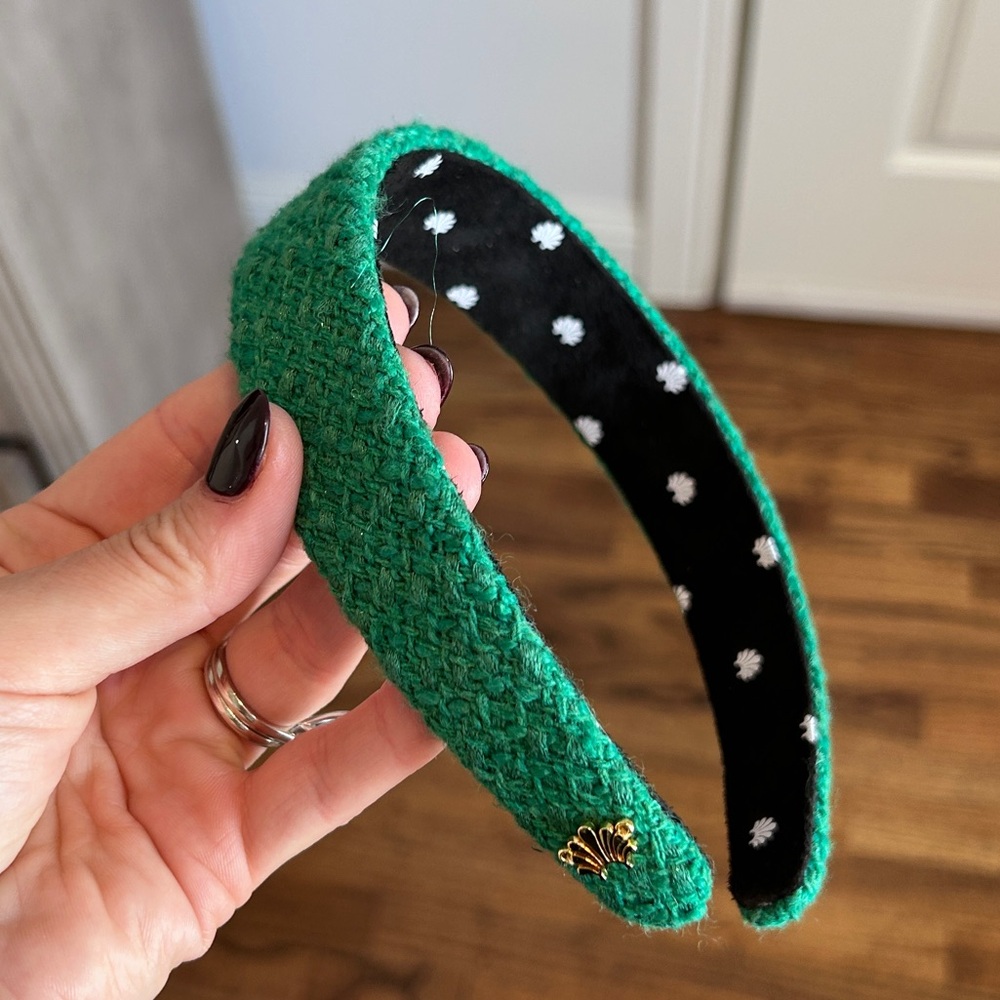 Lele Sadoughi Green Tweed Headband